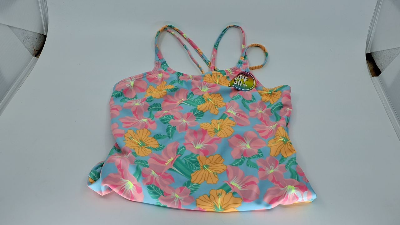 Hurley Girls One Piece Swimsuit, Blue Ice/Floral, 7