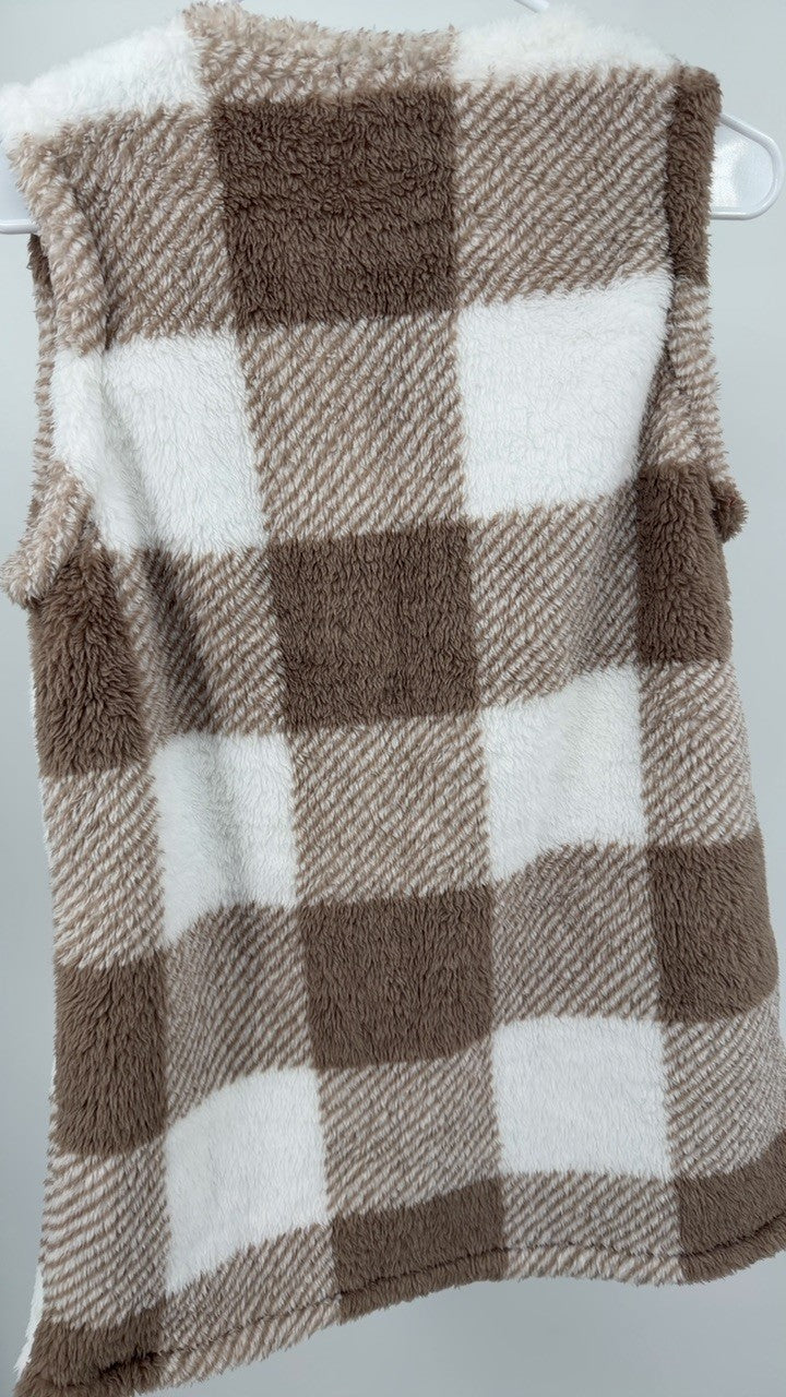 Plaid Open Front Vest Coat