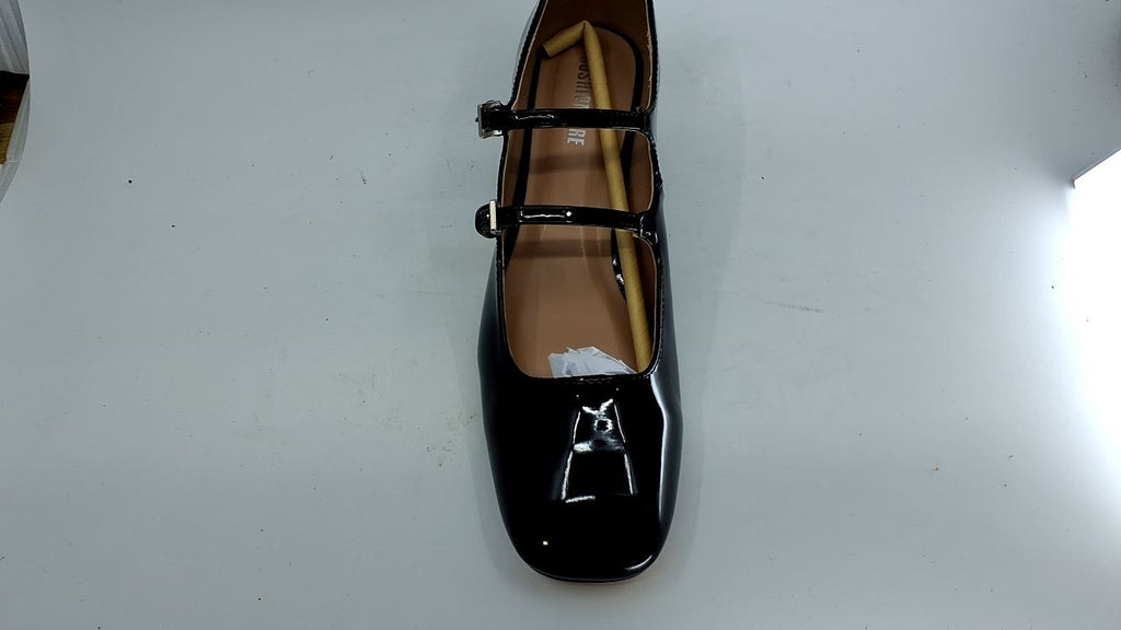 Cushionaire Twiggy Mary Jane Heels Black 8.5W Vegan Patent Leather