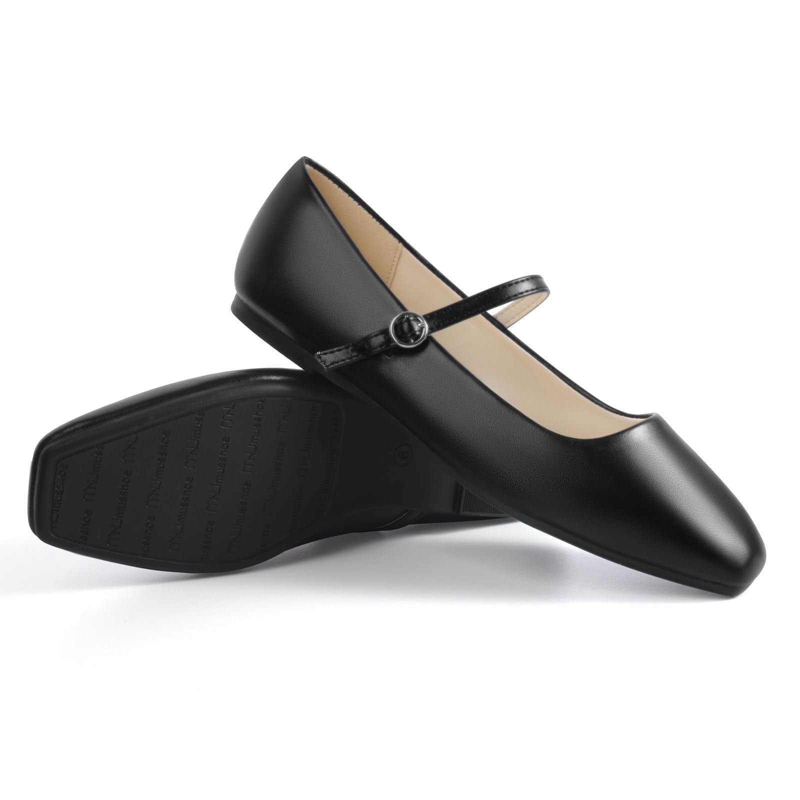 Versatile Womens Black Flats Size 7 w/ Adjustable Strap & Comfort