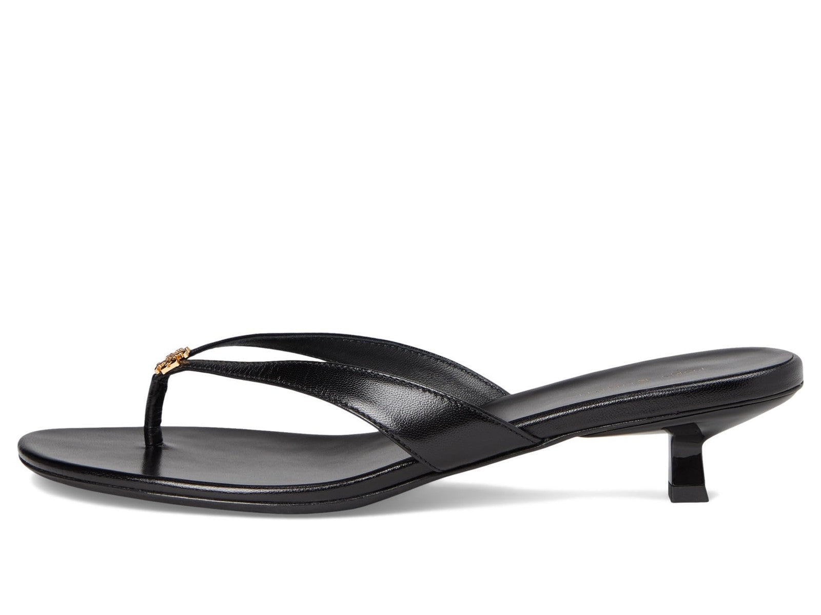 Tory Burch Women's Capri Low Heel Sandal 35mm Heeled, Perfect Black/Gold, 9.5