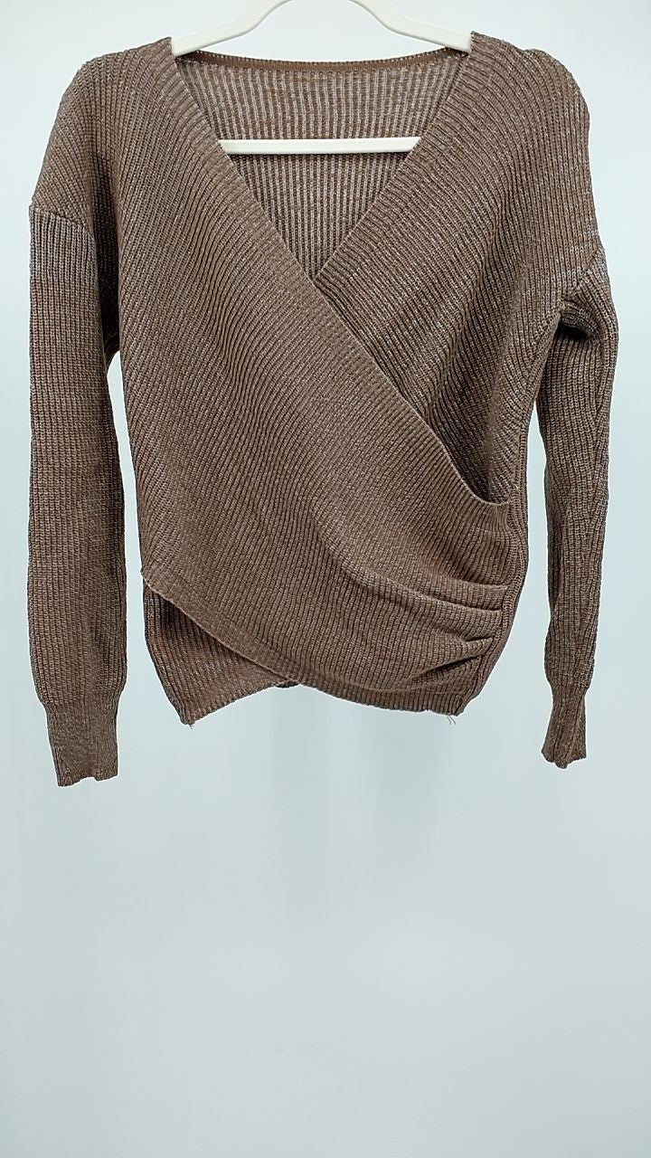 Surplice Long Sleeve Knit Top