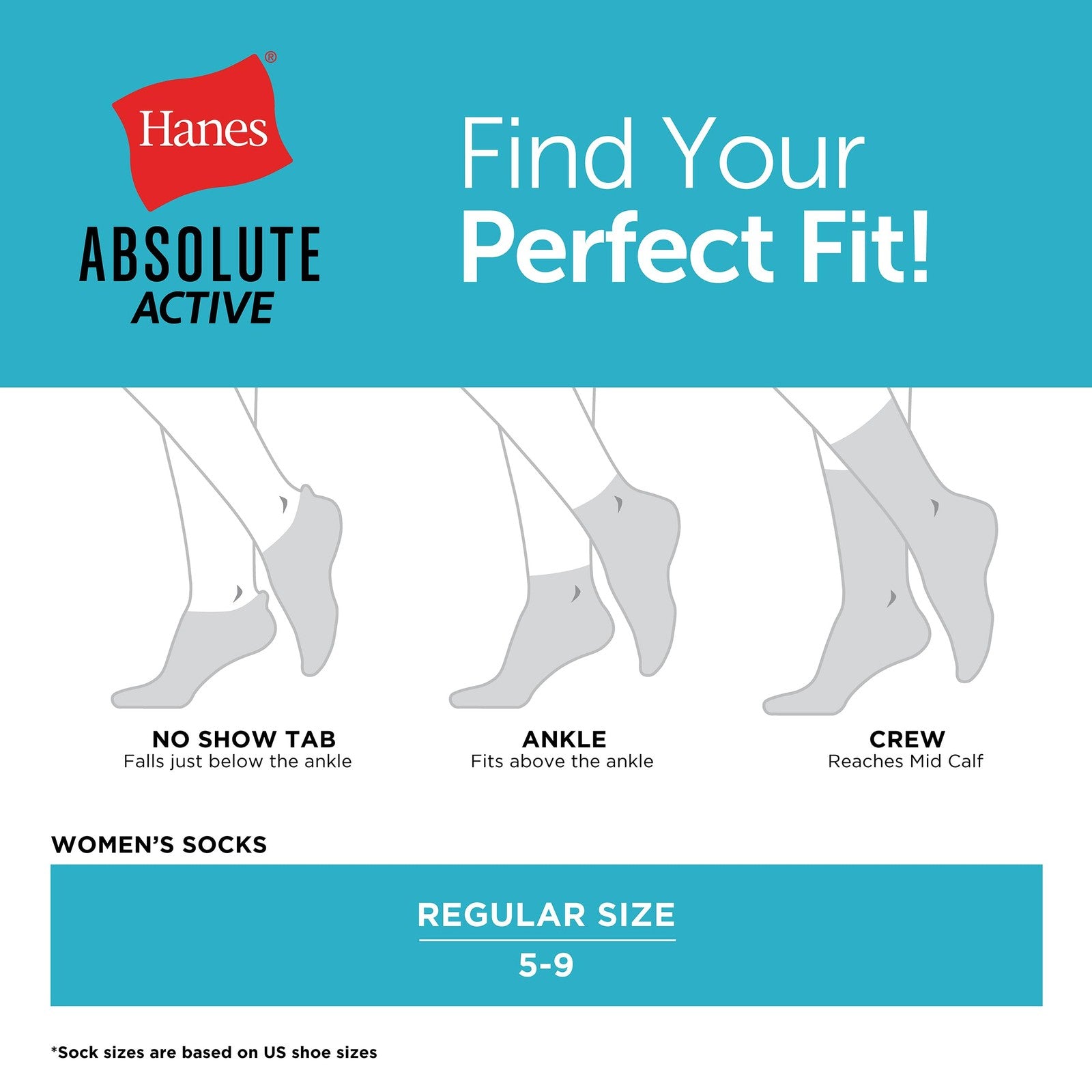 Hanes Women's Cushioned No Show Tab Socks, 4-Pairs, Teal Colorblock