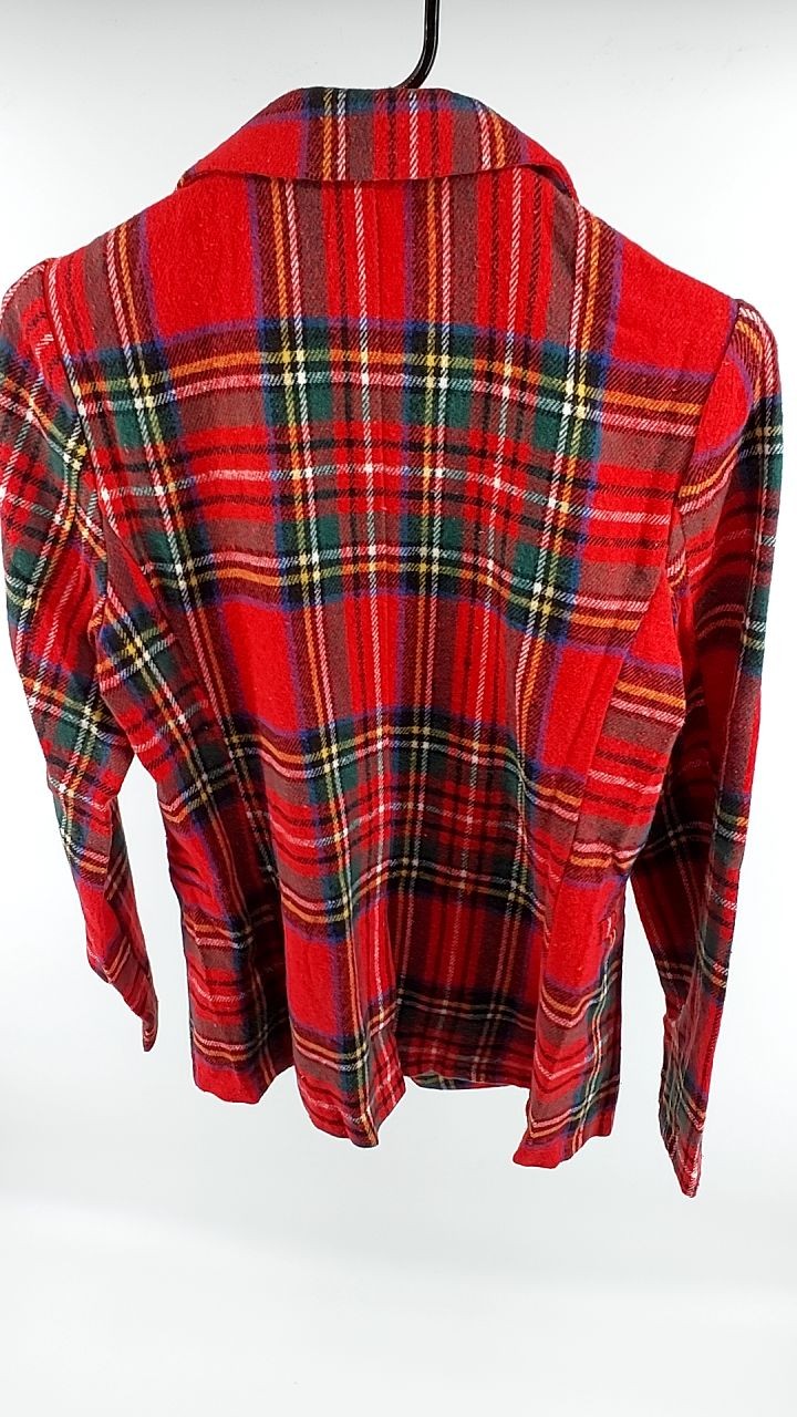 Plaid Single-Button Blazer