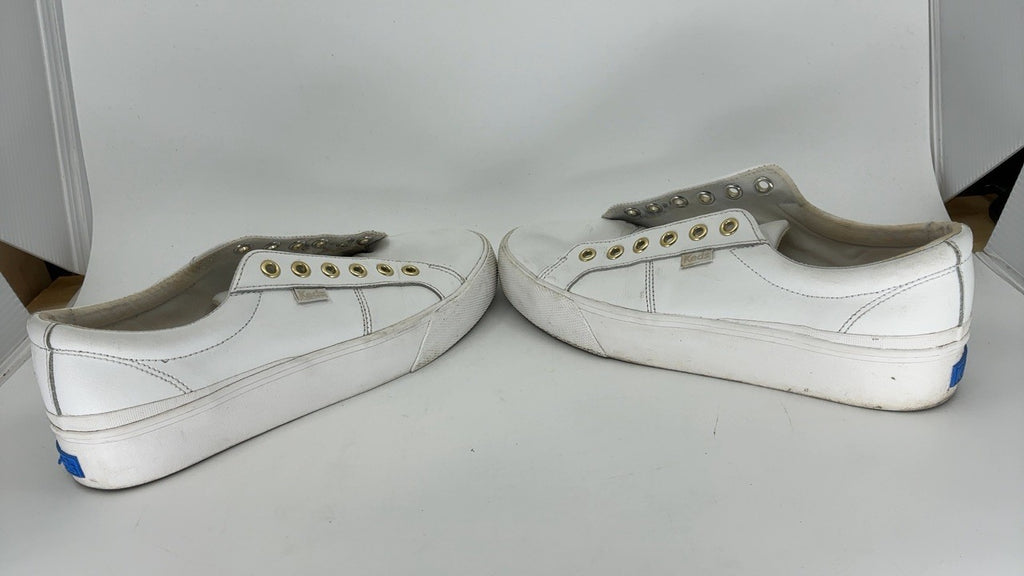 Keds Women's Jump Kick Duo LACE UP Sneaker, White/Gold Leather, 8