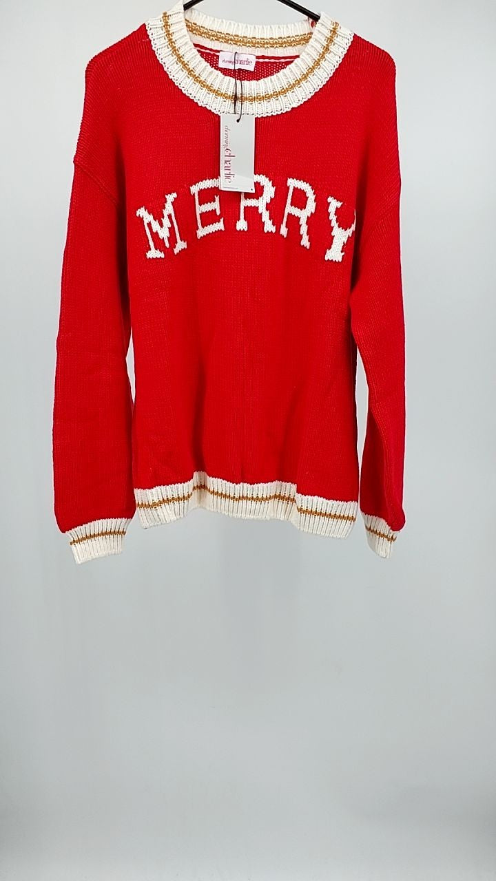 MERRY Contrast Edge Drop Shoulder Christmas Sweater