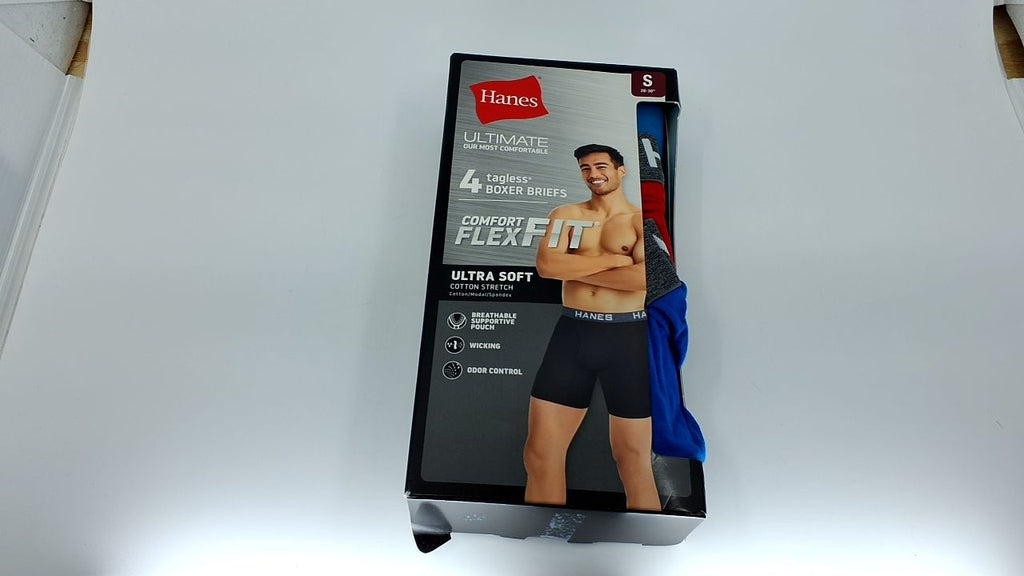 Hanes Men's Boxer Briefs 4-Pack, Small, Ultra Soft Cotton Modal, Red/Blue/Navy