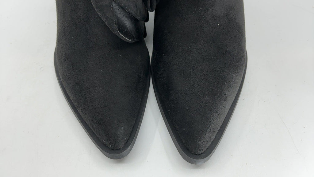 Black Suede Knee High Boots Size 8 Women's Western Cowboy Style