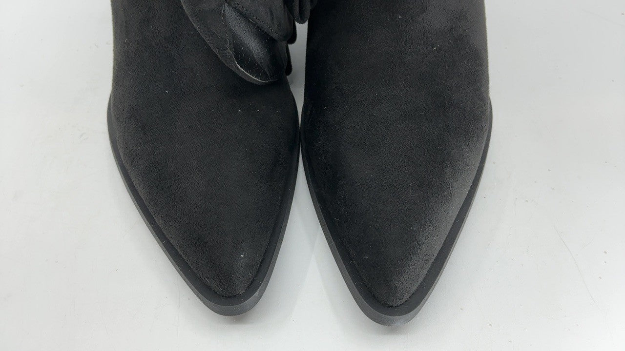 Black Suede Knee High Boots Size 8 Women's Western Cowboy Style