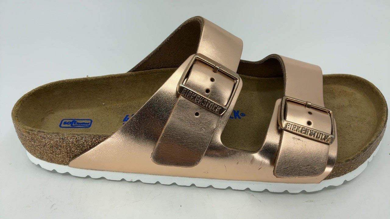 Birkenstock Women's Arizona Soft Footbed Sandals, Metallic Copper, 11 Medium US