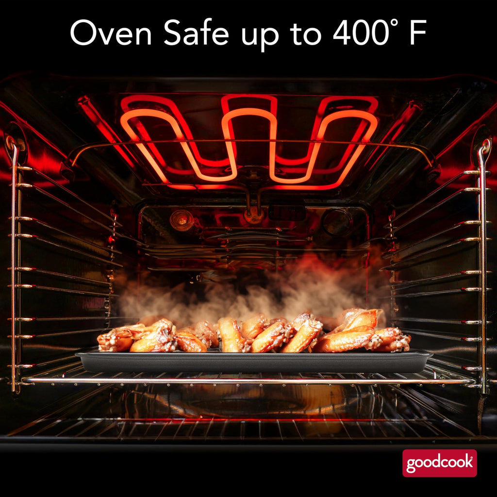 Nonstick Carbon Steel Baking Pan 15x10.5 w/ Wire Rack, Dishwasher Safe