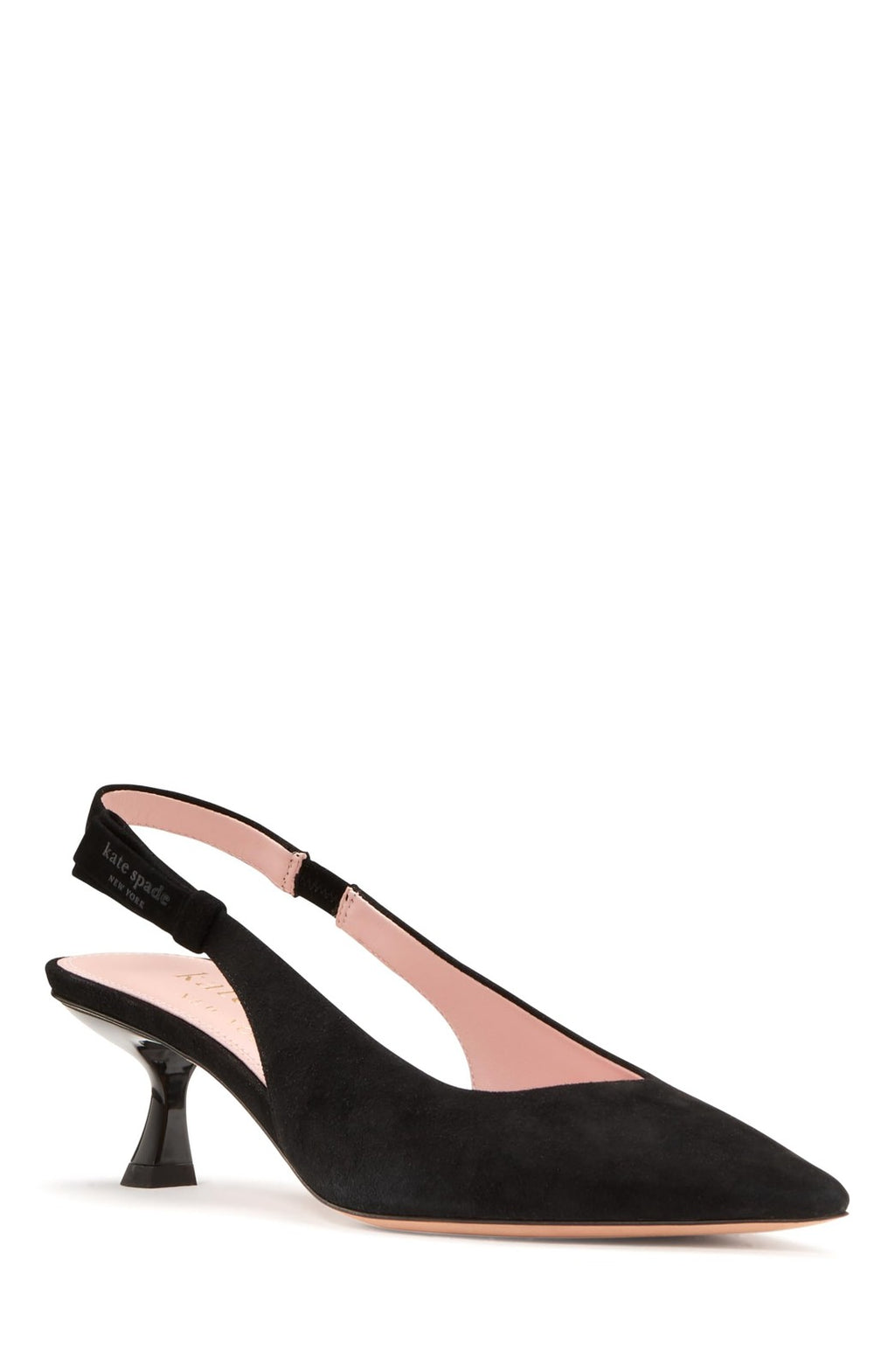 kate spade new york Women's Riley Slingback Kitten Heel, Black Suede, 9.5
