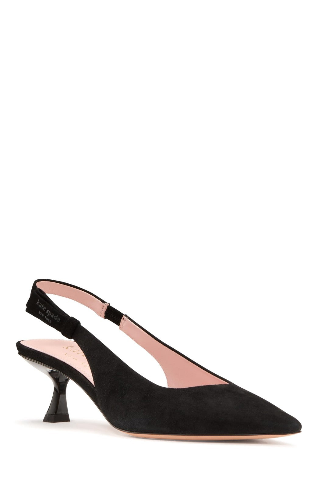 kate spade new york Women's Riley Slingback Kitten Heel, Black Suede, 9.5