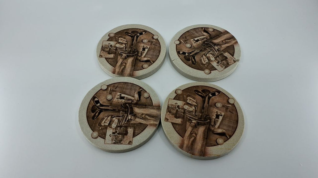 Natural Sandstone Coasters 4 Pack w/ Cork Backing, Unique Patterns