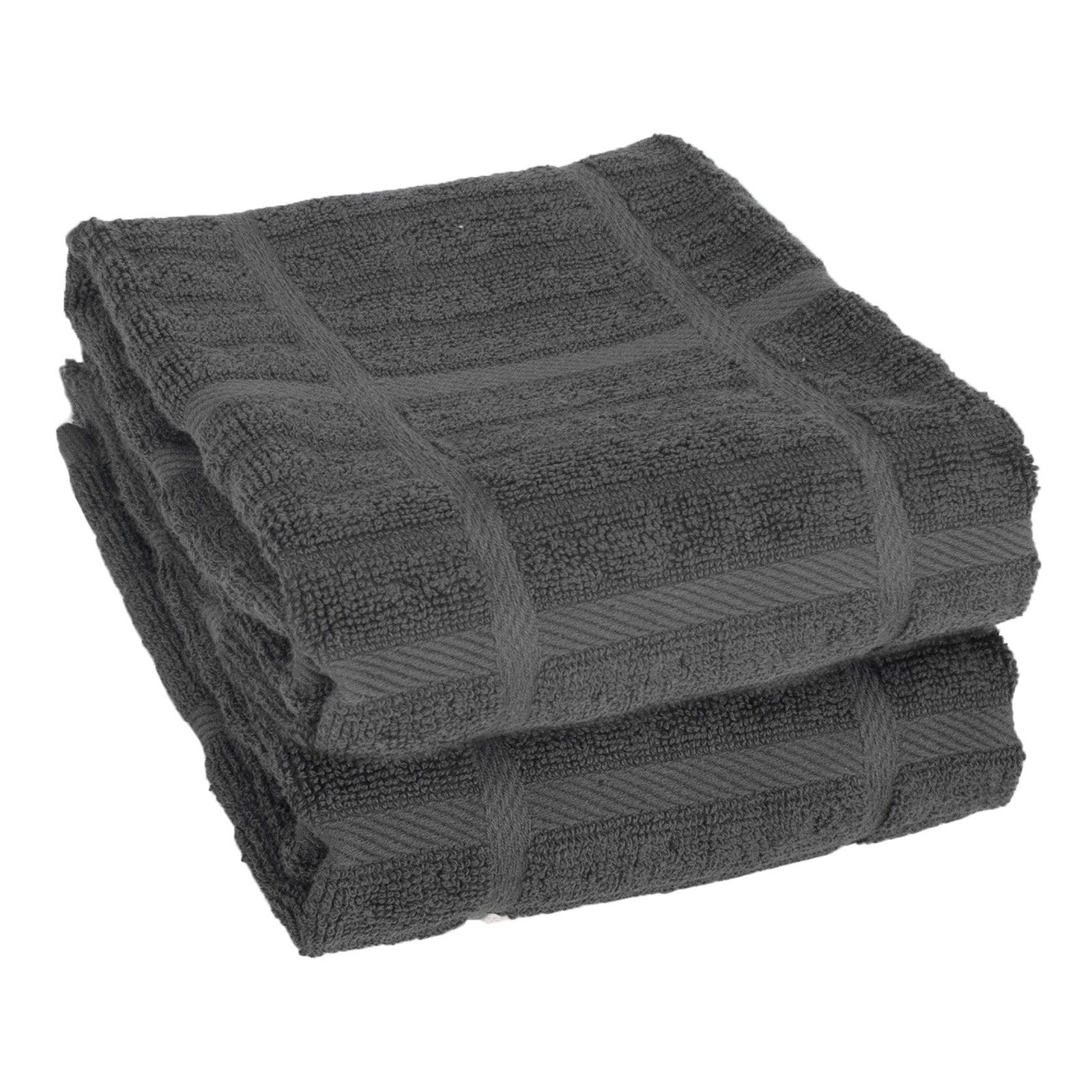 Highly Absorbent 17x30in Kitchen Towels 2-Pack Cotton Pewter