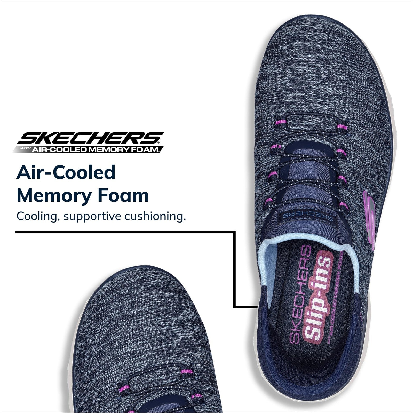 Skechers Summits Slip-Ins, Women's Sneakers, Navy Purple, Size 6, Comfort