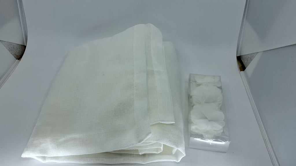 50x95 White Floral Embellished Curtain Panel Cuff Tab Top