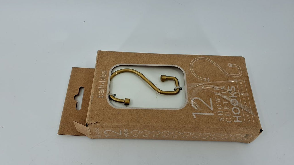 Multipurpose S-Hook Rings - 12 Pack Satin Gold for Curtains & More