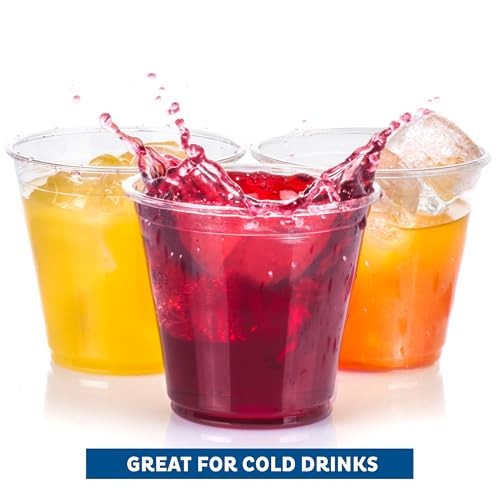 100 Pack 9 Oz Clear Disposable Plastic Cups - Heavy Duty Party Tumblers
