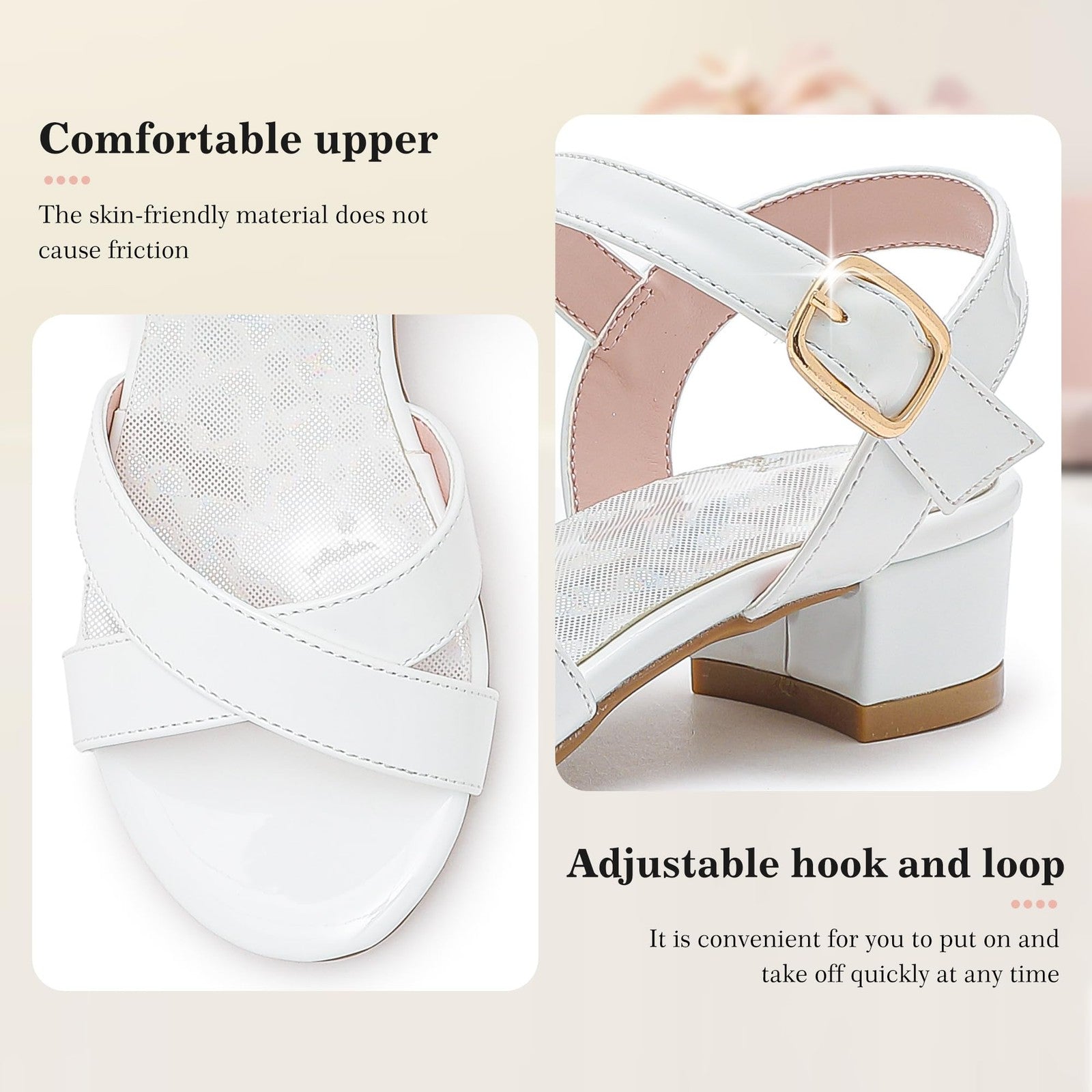 LAURMOSA Girls White Dress Shoes Kids Wedding Dress Shoes for Girls High Heel,13