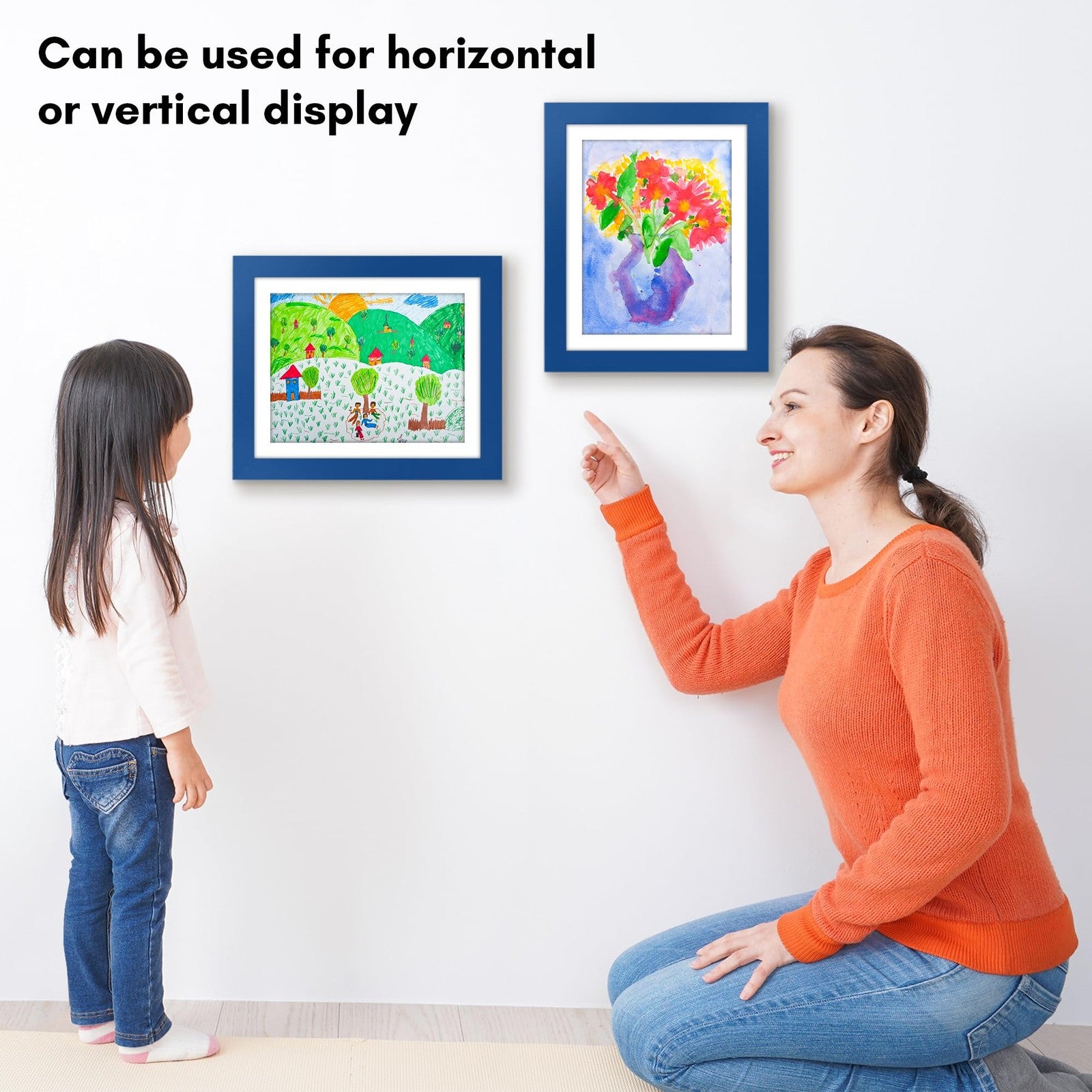 Kids Artwork Frame Changeable Sapphire Blue 8.5x11 & 10x12.5 Display