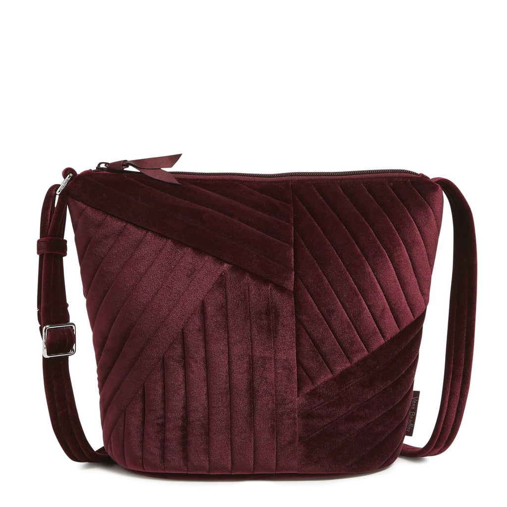 Vera Bradley Velvet Bucket Crossbody Purse, Raisin