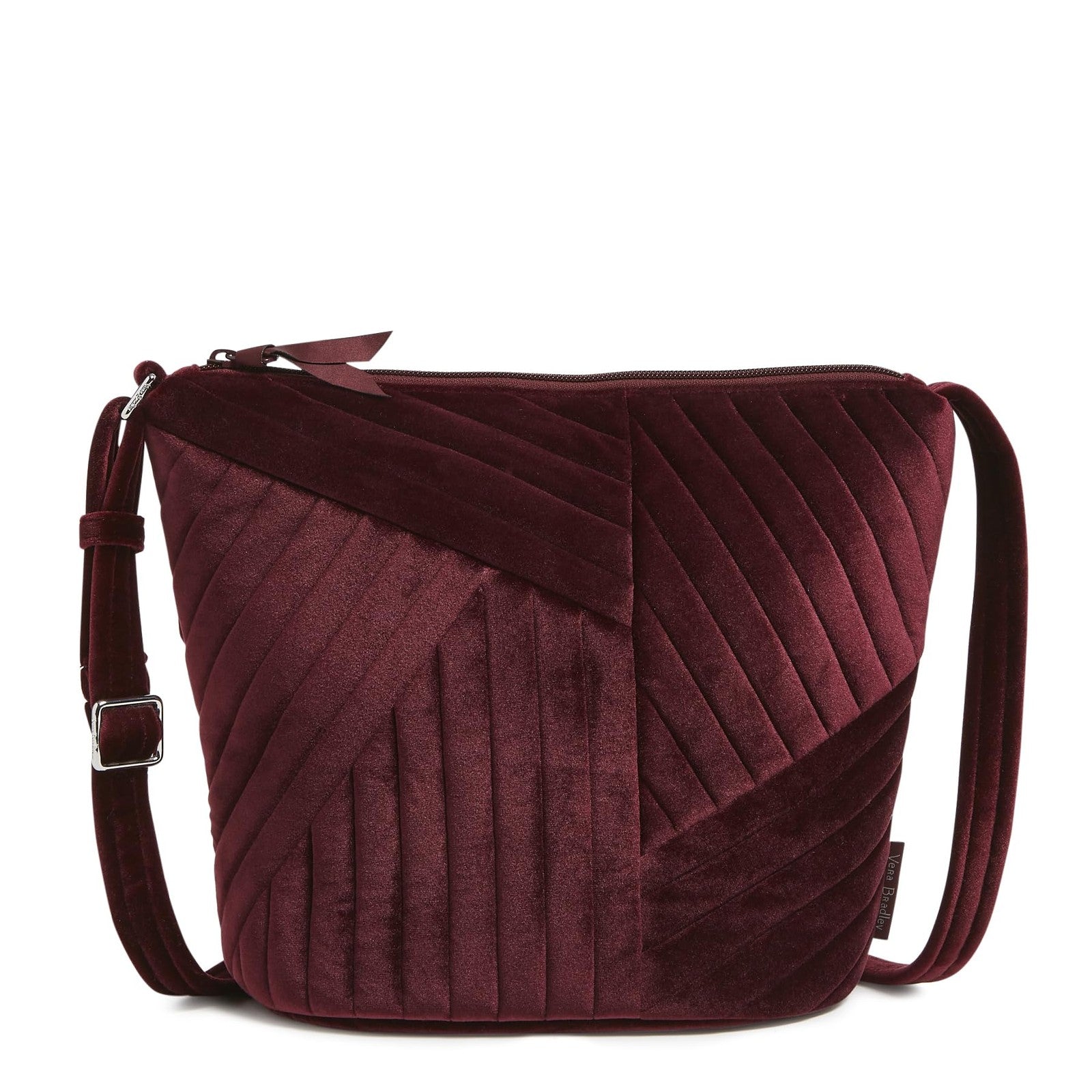 Vera Bradley Velvet Bucket Crossbody Purse, Raisin