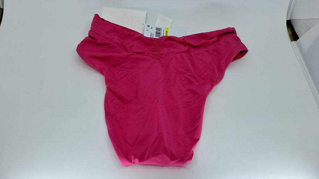 BECCA Medium High Waisted Shirred Bikini Bottom, Pink Agate, Swimwear