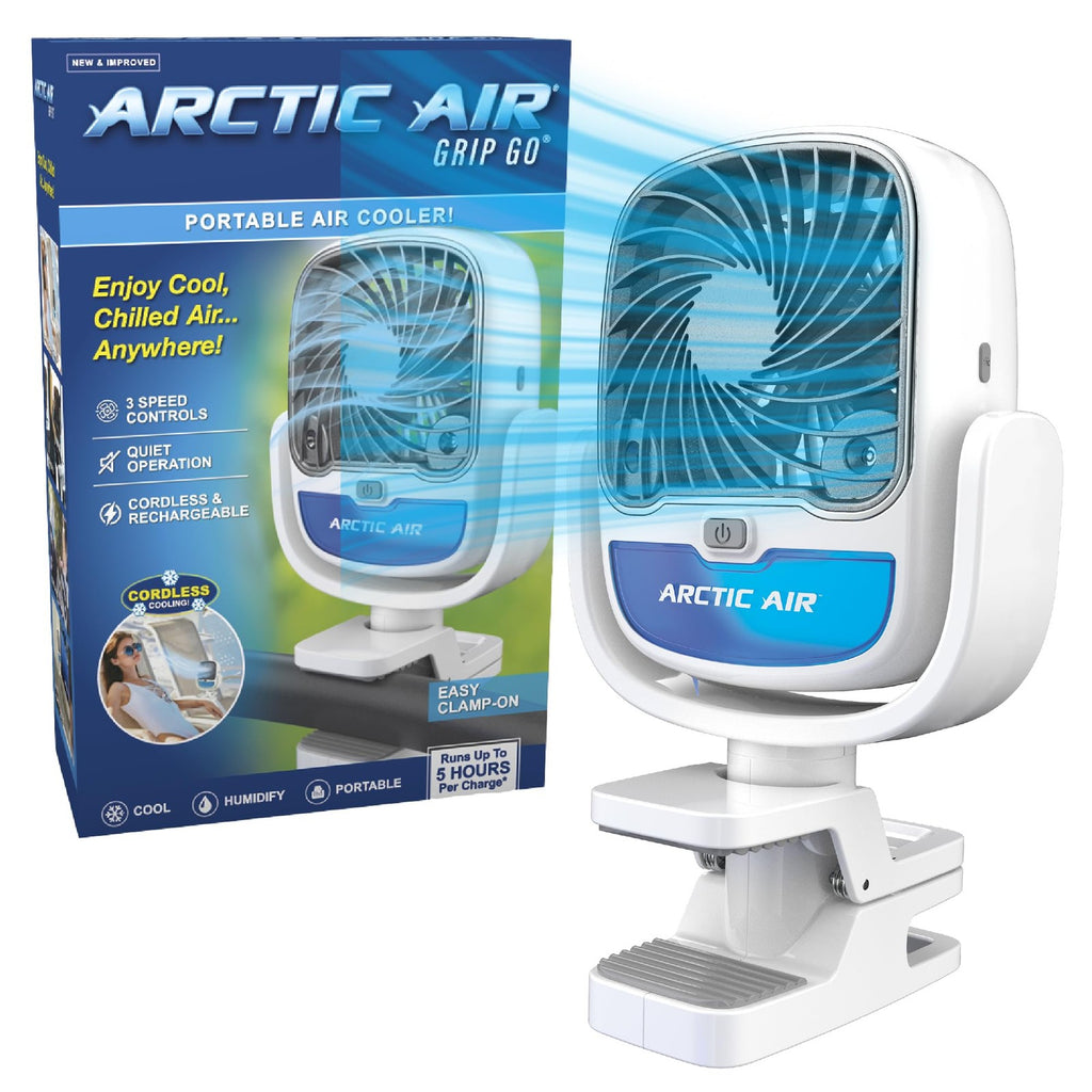 Arctic Air Grip Go Evaporative Cooler, Portable Fan, USB Rechargeable, White