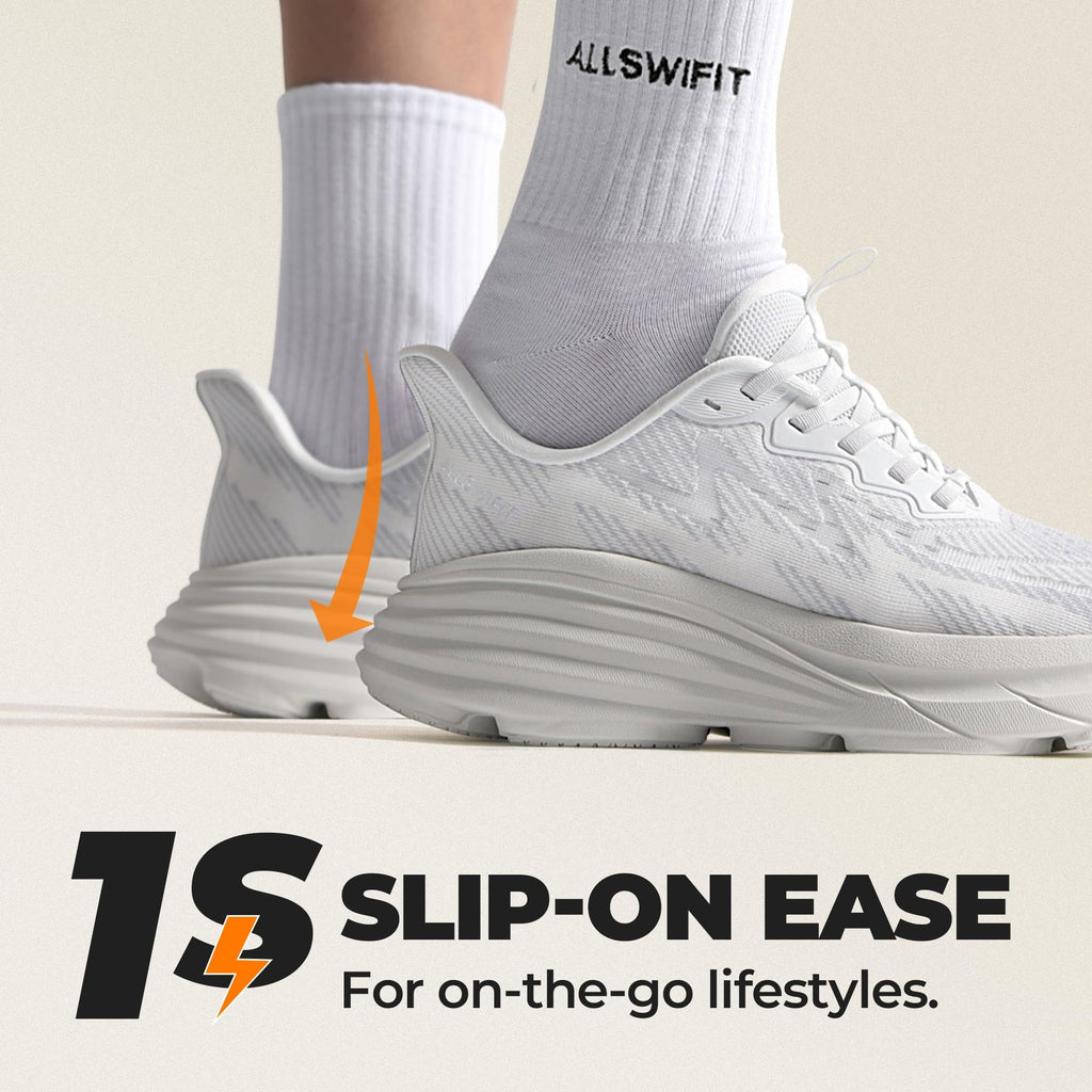 ALLSWIFIT Women's Size 7 White Slip-On Walking Shoes Athletic Sneakers