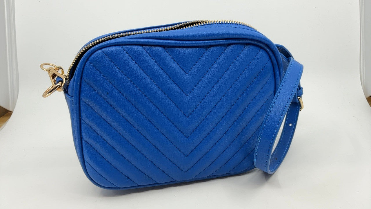 Simple Royal Blue Crossbody Bag w/ Chain Strap & Tassel Closure