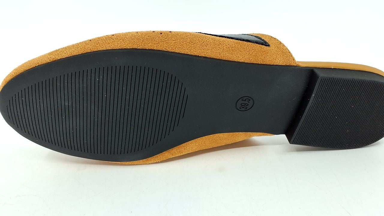 Breathable Brown Mules for Women, Comfortable Slip-On Loafers, Size 7.5