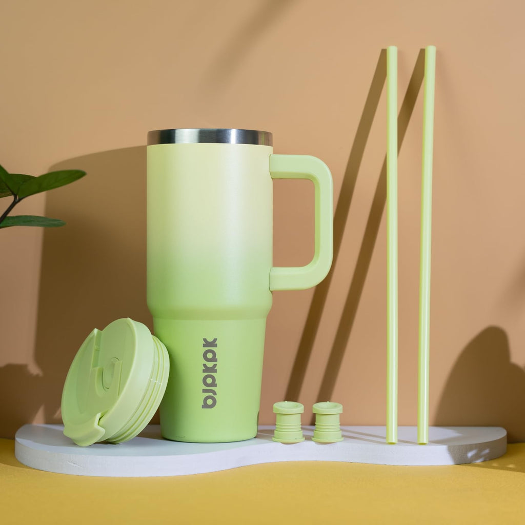 BJPKPK 30 Oz Insulated Tumbler w/ Handle, Stainless Steel, Blue Haze