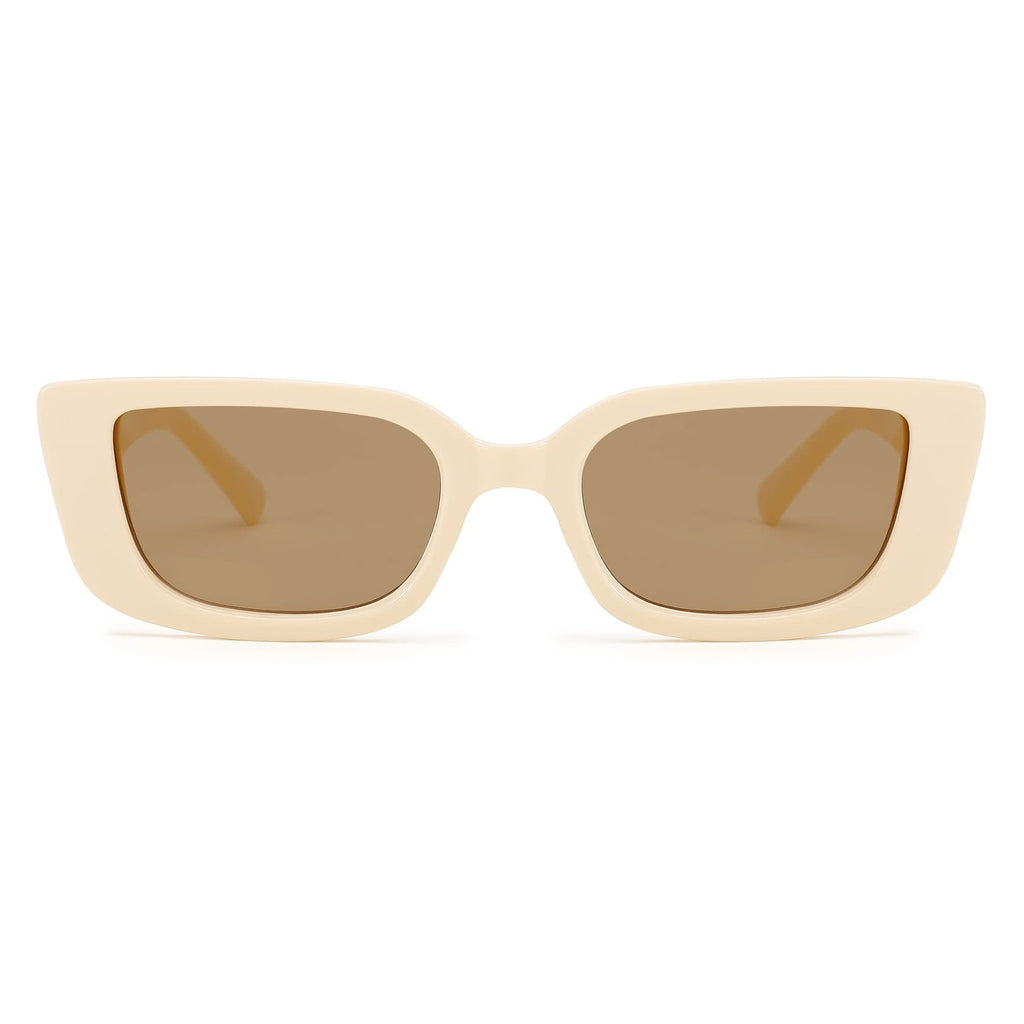 FEISEDY Y2K Retro Small Rectangle Sunglasses Beige 50MM B9066