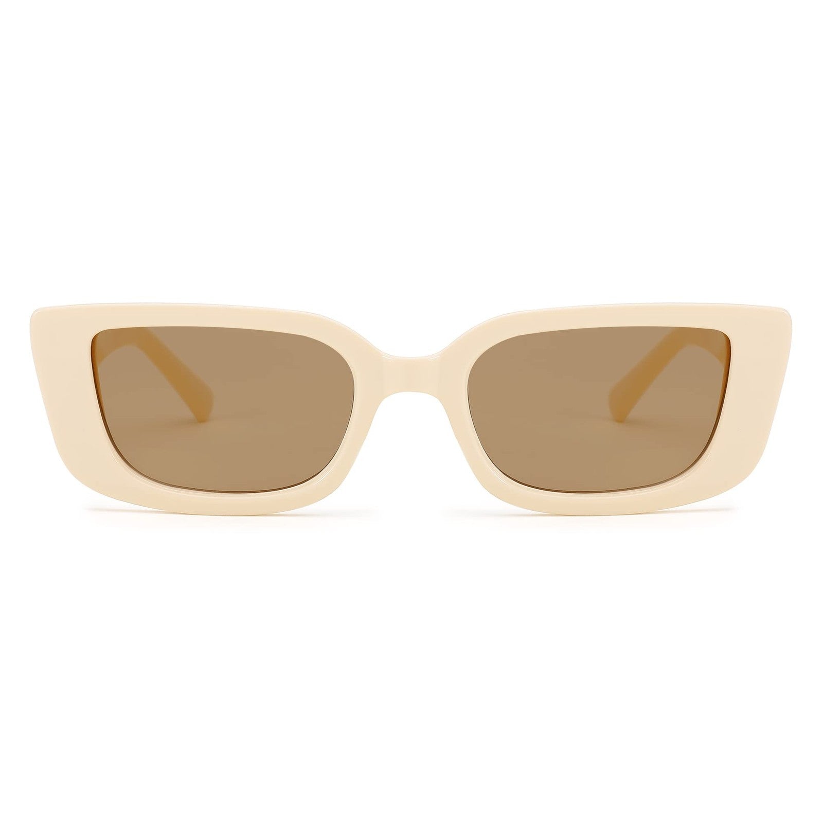 FEISEDY Y2K Retro Small Rectangle Sunglasses Beige 50MM B9066