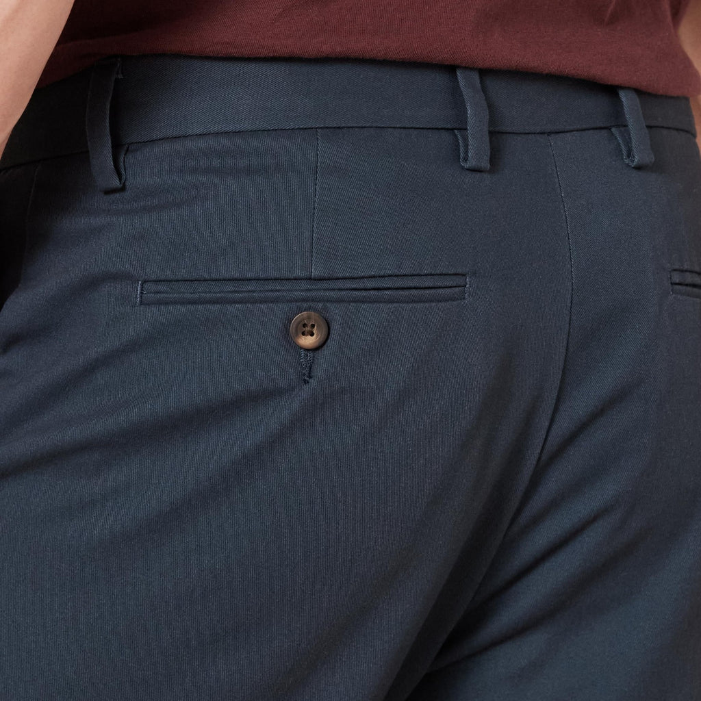 Slim-Fit Flat-Front Chino Pants, Navy, 33W x 28L, Wrinkle-Resistant
