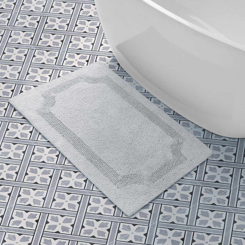 21x34 Light Grey Cotton Bath Mat Reversible & Highly Absorbent