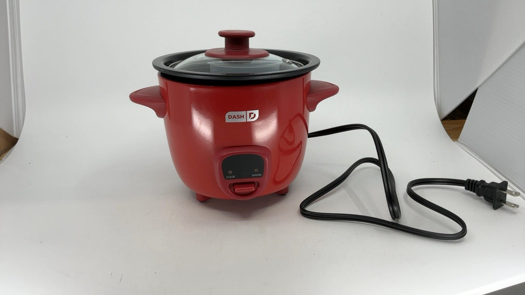 Compact DASH Mini Rice Cooker 0.5 Qt Red w/ Nonstick Pot & Recipe Guide