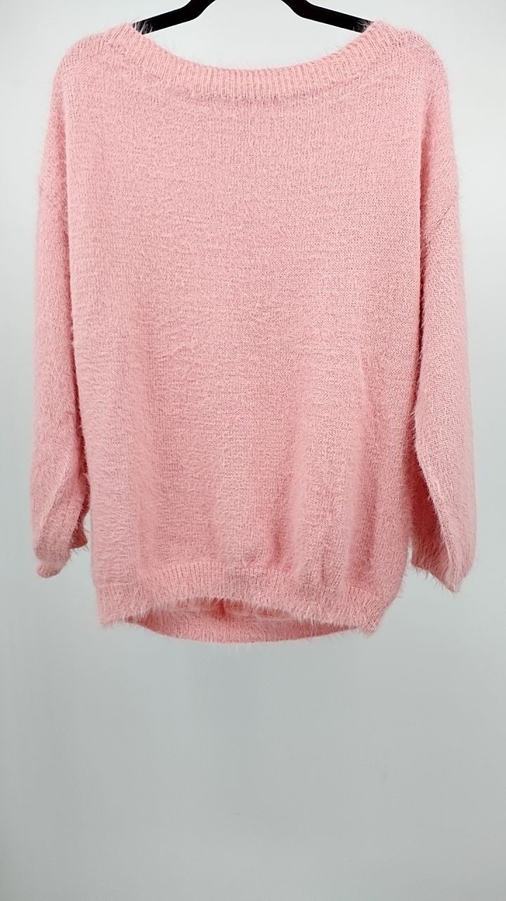 Fuzzy One Shoulder Sweater
