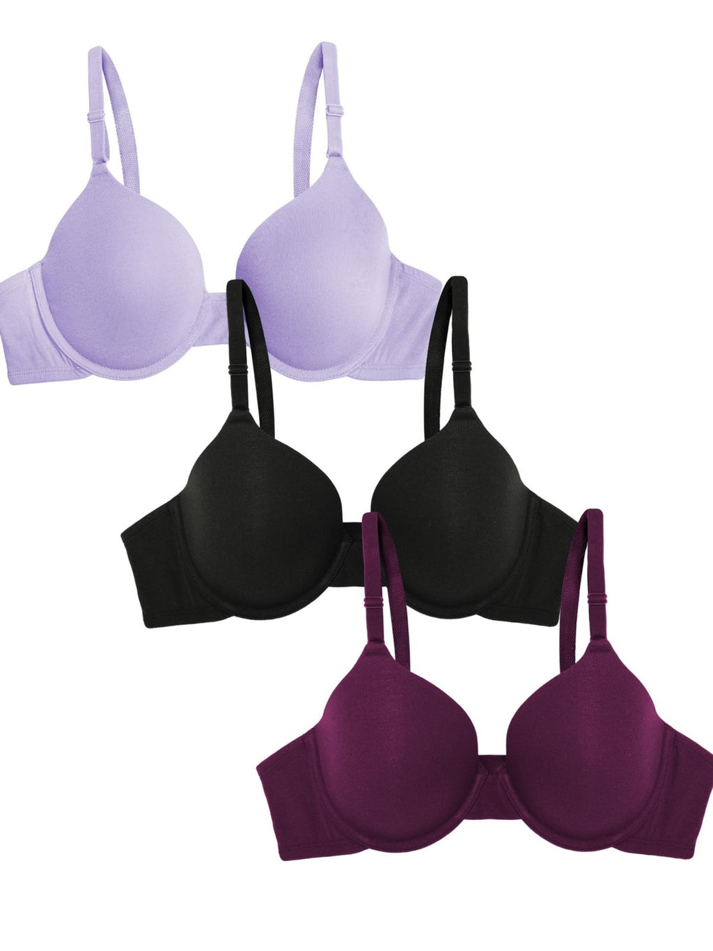 Fruit of the Loom Womens T-Shirt Bra, Lilac Whisper/Purple Velvet/Black, 38B US