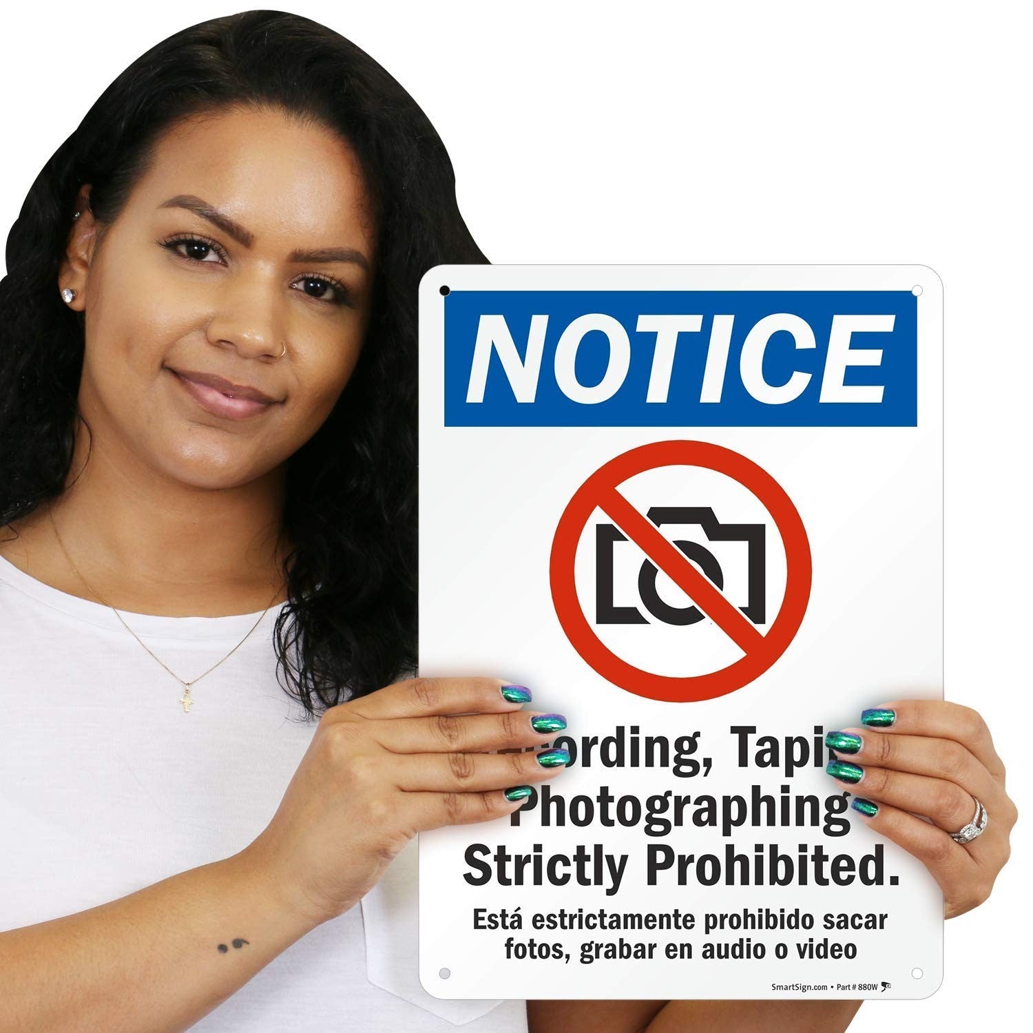 Plastic Notice Sign 10" x 14" - Recording & Photographing Prohibited