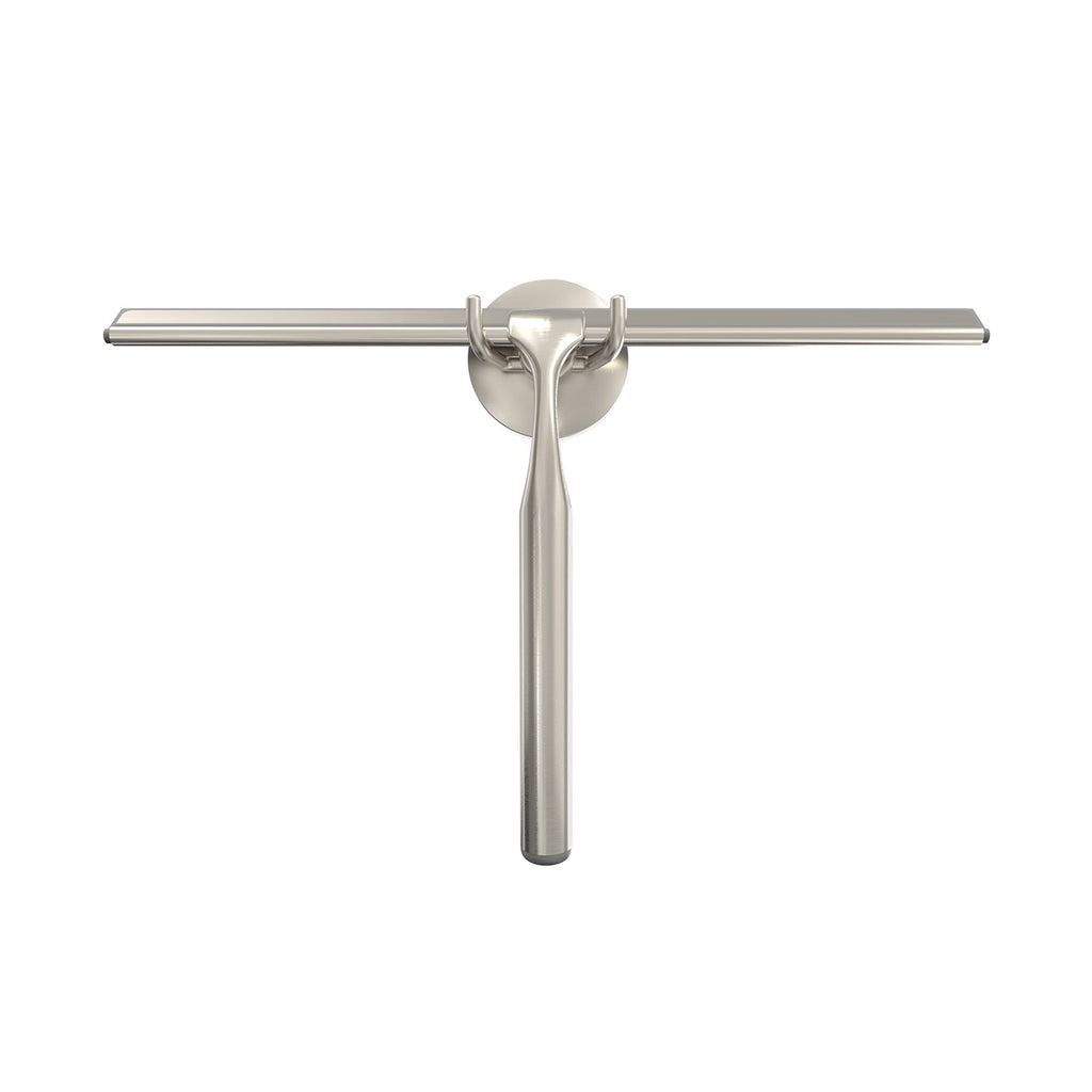 Heavy Duty 12 In Shower Squeegee w/ Silicone Blade & Brushed Nickel Hook