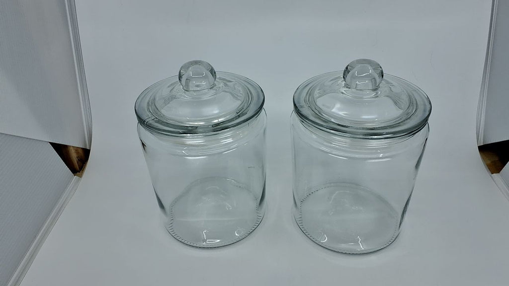 Airtight Glass Cookie Containers, 2 Large Jars, Decorative Canisters