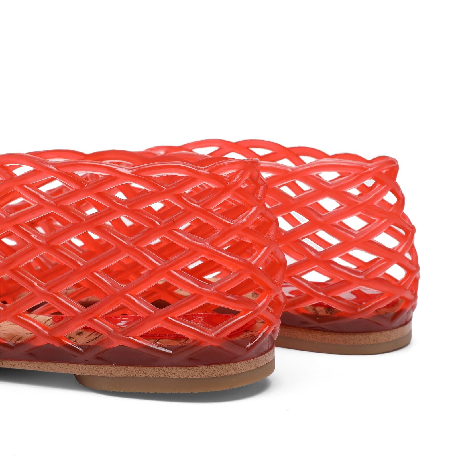 Molozoey Women's Jelly Mesh Ballet Flats, Closed Toe, Red, Size 9