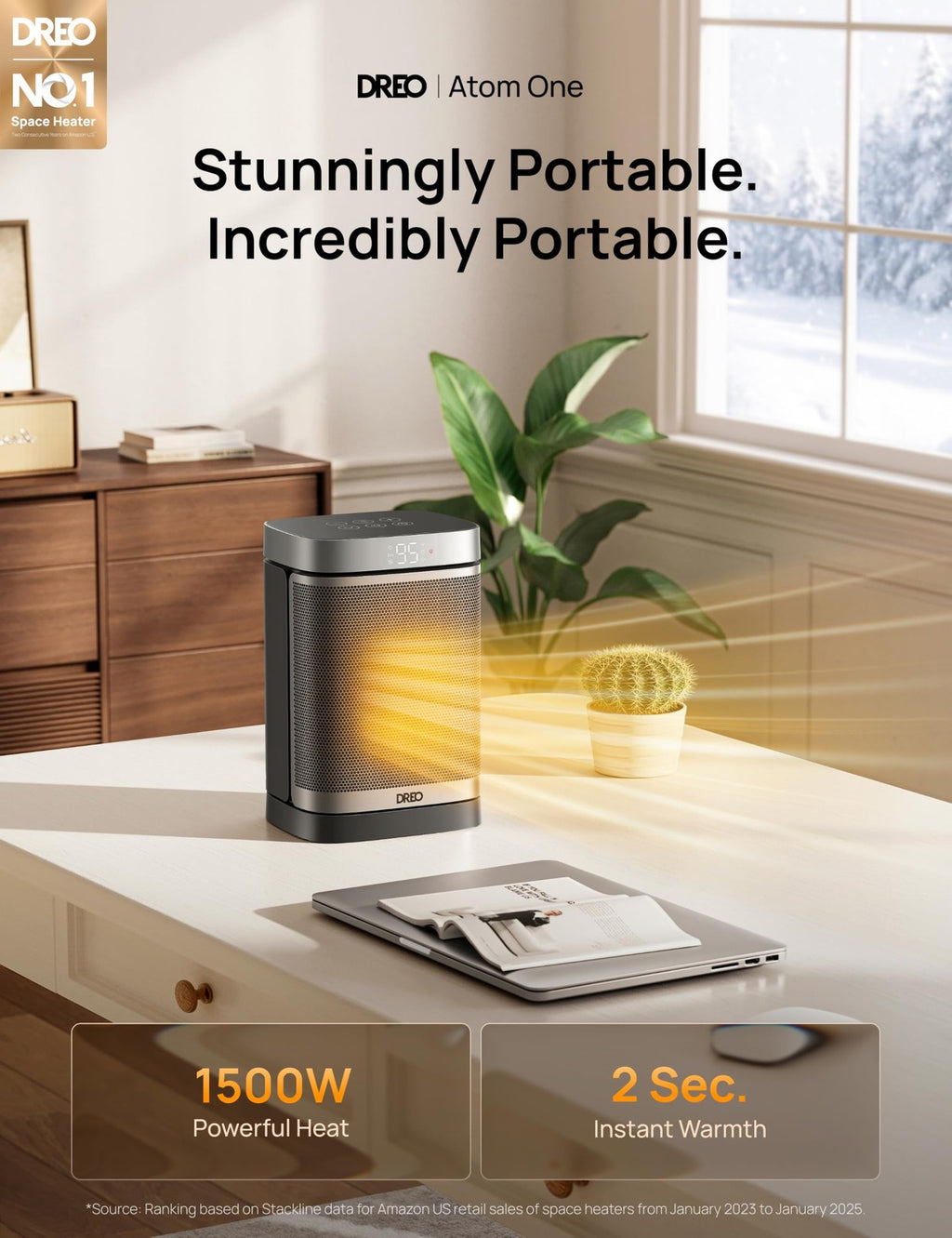 Dreo 1500W Portable Electric Space Heater w/ Remote & Oscillation
