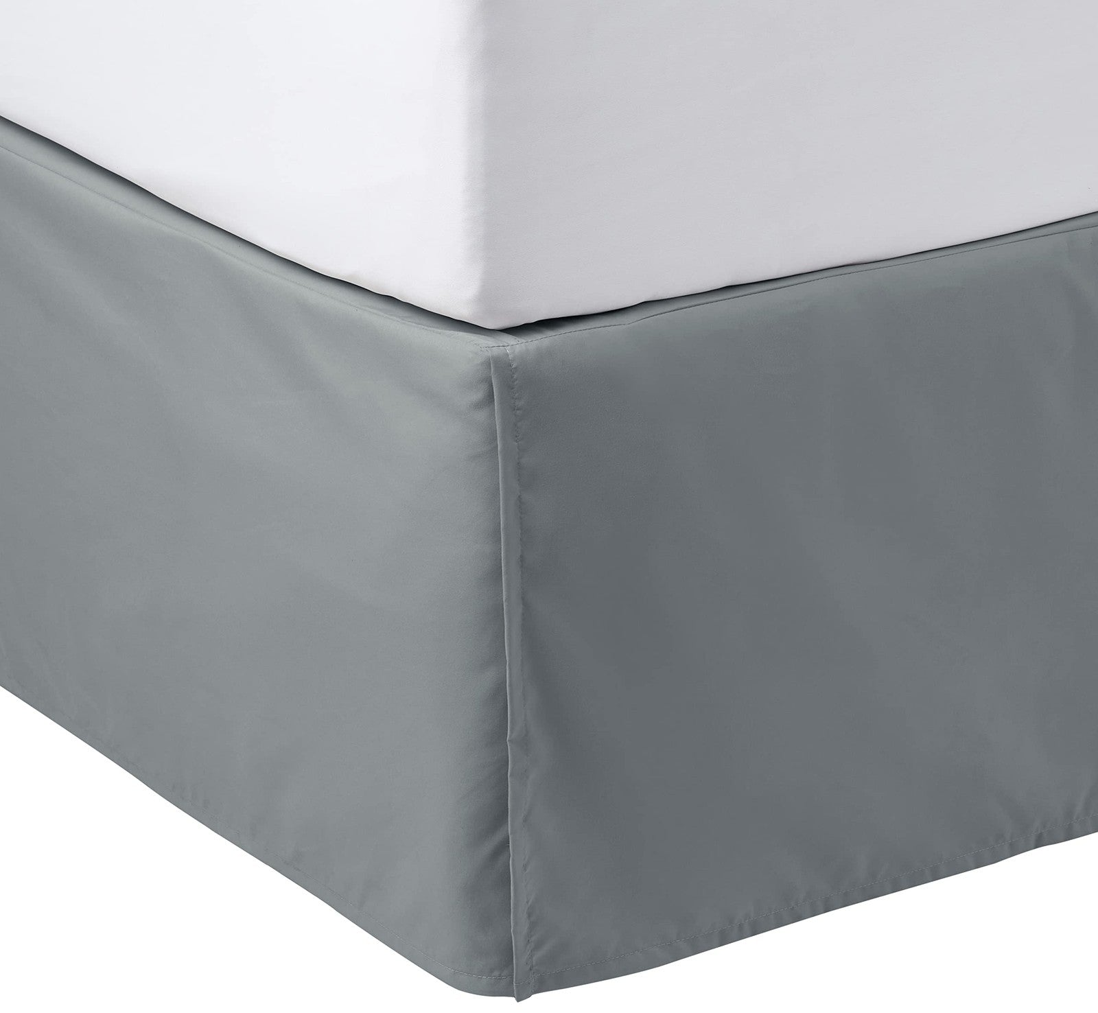 Amazon Basics Lightweight Pleated Bed Skirt, Queen, Dark Grey, Solid
