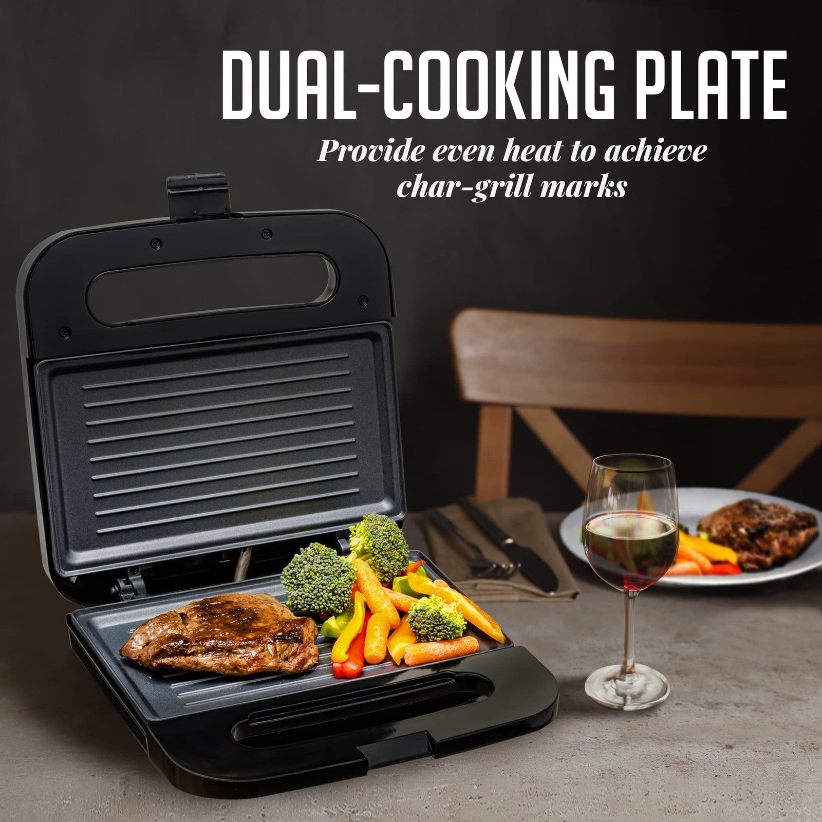 Compact OVENTE Panini Press Grill w/ Thermostat Control, Black GP0401B