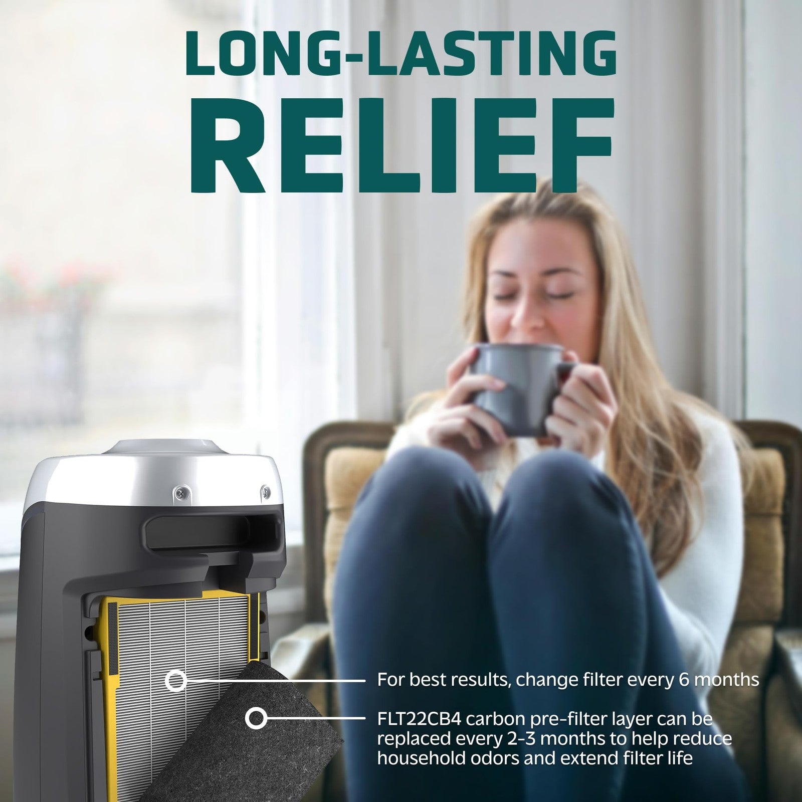 Genuine HEPA Filter B FLT4825 for GermGuardian Air Purifiers, Black/Yellow