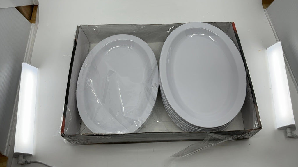 Oval Melamine Platter 9.75x6.75 in, White, 12 Pieces by Winco