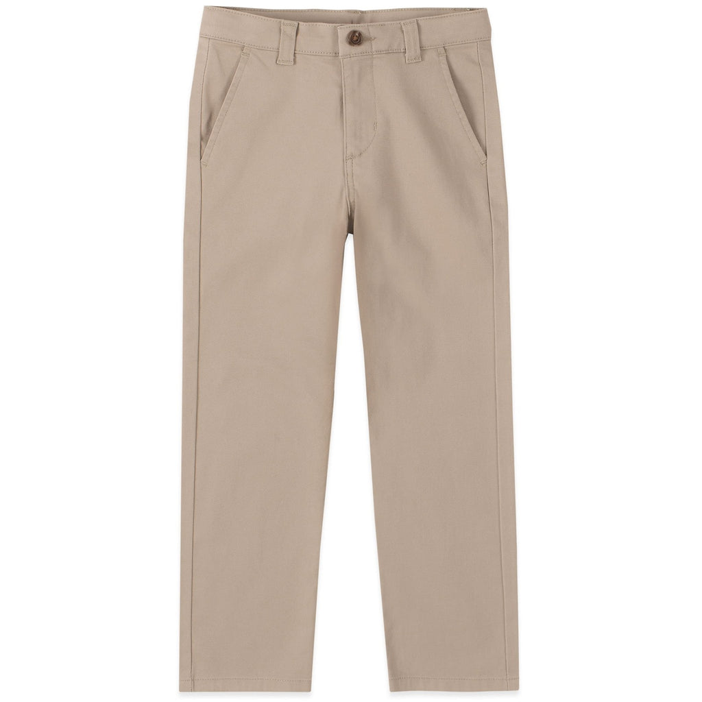 IZOD Big Boys School Uniform Flat Front Twill Pants, Khaki, 8